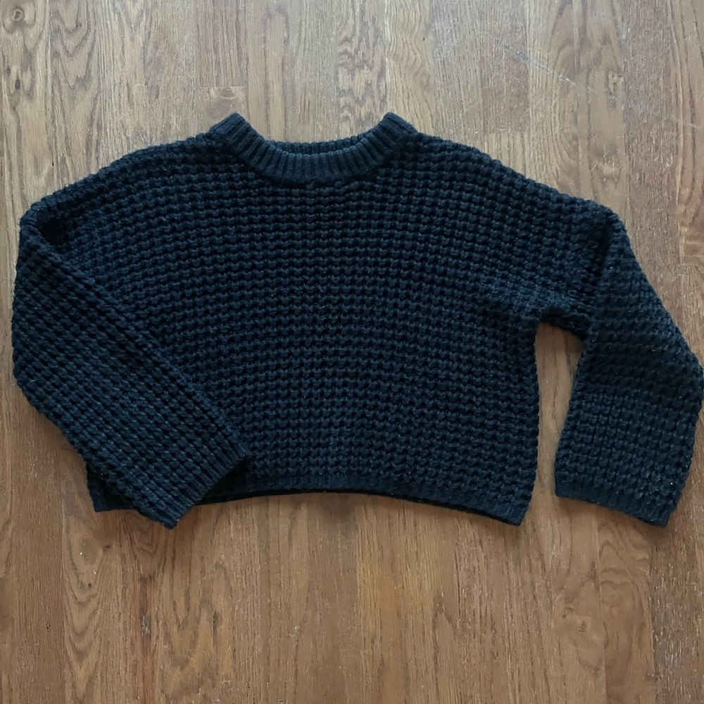 Black Textured Knit Sweater
